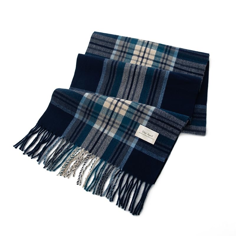 Classic-Plaid Wniter-Scarf for Women Men Soft Warm Cold Weather Scarves with Tassels(15'' X 79'')