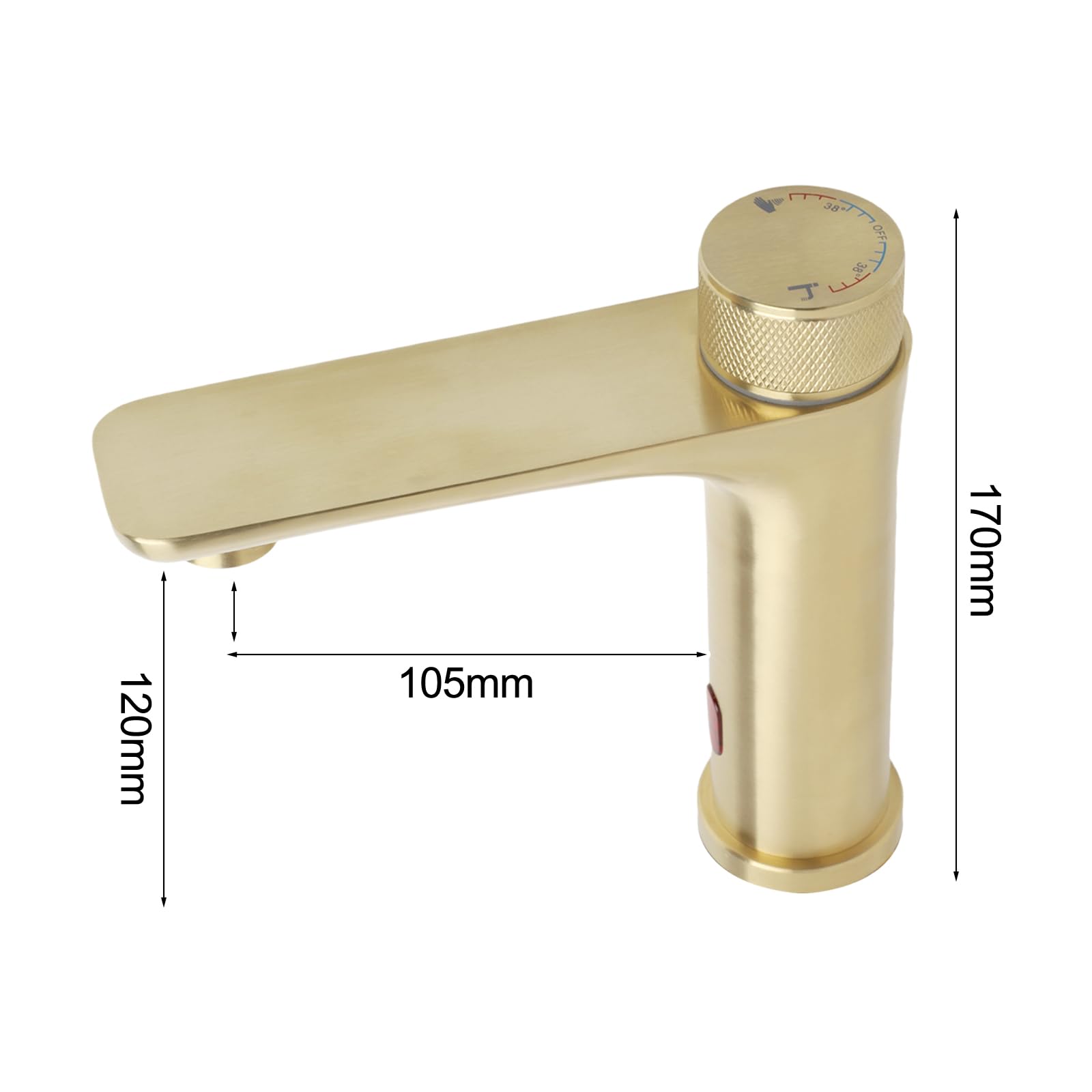 Robinet automatique à capteur infrarouge en acier inoxydable, contrôle de la température, robinet d'évier de salle de bain, mitigeur de lavabo moderne (doré)