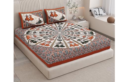 Image of Monique Bedsheet Set | 144 TC Cotton Bedsheet for Double Bed with 2 Pillow Cover