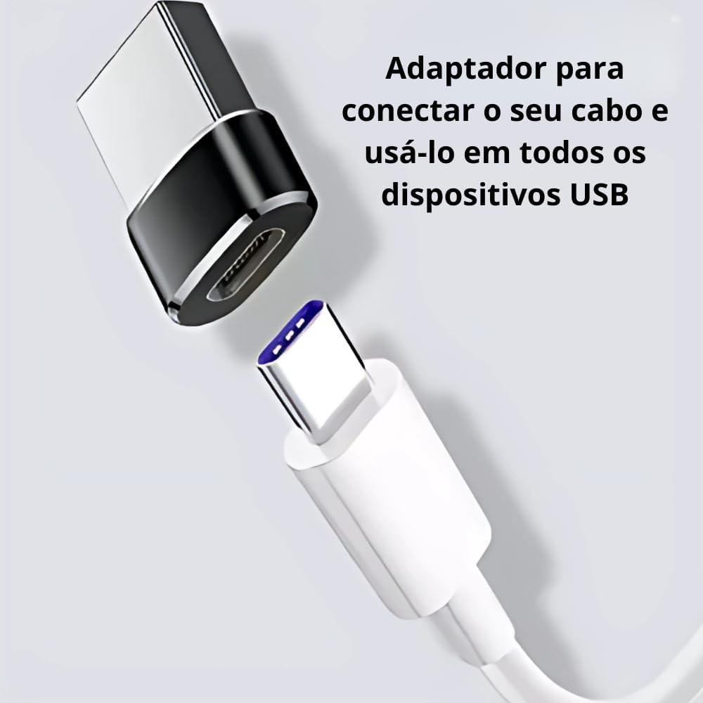 Adaptador Tipo C para USB; USB-C Fêmea para USB-A Macho – Transferência de Dados e Carregamento – Compatível com Celulares, Notebooks, PCs, Tablets, Carregadores, Power Banks e Hubs