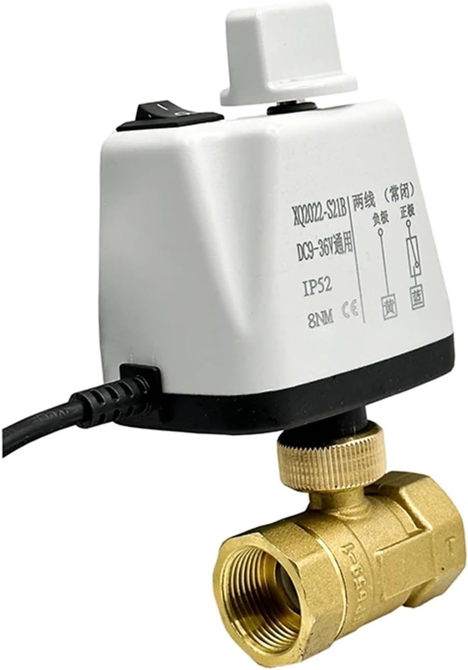 3/4" Normally Closed/Open Motorized Ball Valve 220V 12V 24V 2-Wire Brass Electric Ball Valve With Manual Switch(NORMALLY CLOSED_12VDC)