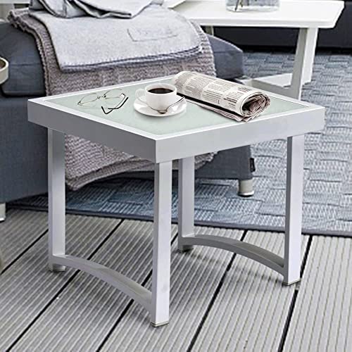 Outdoor Patio Side Table Small Indoor Outdoor Adirondack Metal Square Glass End Side Table Modern Outside Bistro Dining Table For Garden Poolside Balcony (Style E, 19X 19In) #TOP1
