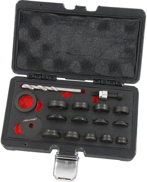 Neilsen CT5731 17pc Parking Sensor Hole Punch Set - Cuts Holes in Plastic Bumpers Up to 5mm Thick - Includes 5/16in HSS Drill Bit & Punch Discs (17-32mm) - Perfect for Bumper & Fender Installation