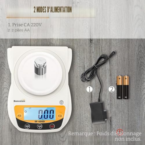 Bonvoisin Balance Laboratoire Digital 600g x 0.01g, Balance Analytique de Précision avec Affichage LCD, Balance pour Bijoux, Précision 0.01g pour Usage Scientifique – vue 4