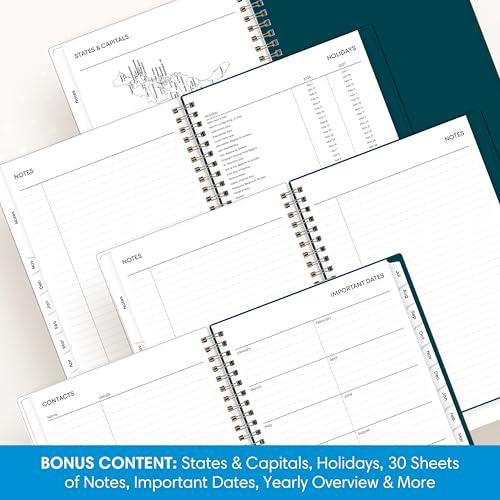 Calendario semanal y mensual con pestañas laminadas y 30 hojas de notas para organización 5
