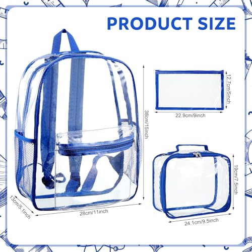 36 Pack Clear Backpacks Bulk - Heavy Duty Transparent See Through Bookbags with Lunch Bags and Pencil Pouch for Stadium Sport Work Travel2