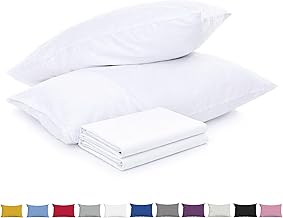 Pillow Cases 2 Pack | 100% Brushed Microfiber Soft and Cozy Pillow Covers | OEKO-TEX Certified Pillowcase with Envelope Closure - Fade, Wrinkle & Stain Resistant (White - 50x75cm)