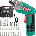 HYCHIKA Electric Screwdriver, 6Nm Torque Cordless Screwdriver 2000mAh 3.6V with 35 Accessories, LED Light and Rear Flashlight, USB Cable and Storage Box