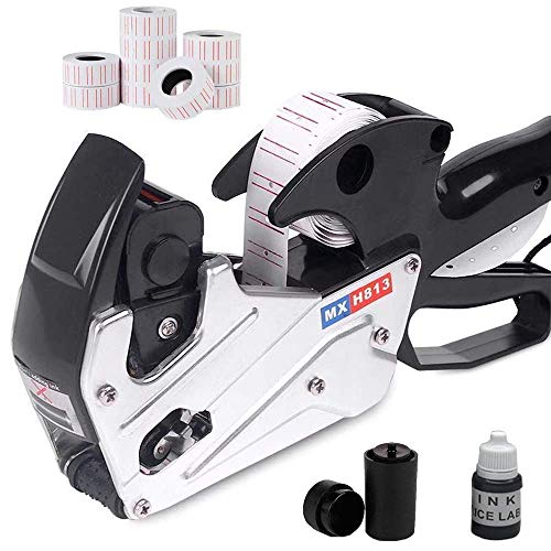 MXH813 Price Gun, Price Label Gun with 10 Rolls of Paper and an Ink