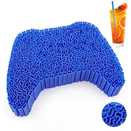 Potchen 100 Pcs Plastic Straws Disposable Drinking Straw Bulk for Cocktail Summer Wedding Birthday Party Spooky Party Supplies(Blue,Video Game)