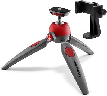 Manfrotto MTPIXIEVO PIXI EVO 2 Section Mini Tripod with A Bonus ZAYKiR Universal Smartphone Tripod Adapter Red
