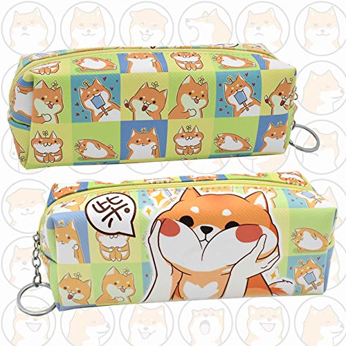Kawaii Shiba Inu Pu Big Capacity Pencil Case Pen Pouch Holder Bag Office Storage Organizer Cosmetic Bag #TOP4