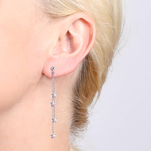 Yumilok Jewelry 925 Sterling Silver Ball Ear Stud Stars Dangle Drop Earring for Women/Ladies/Girls