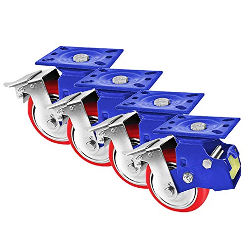 DDTP Ruedas de Ruedas Pesadas con Freno, Rodamiento de Bolas Dobles, Ricino de Poliuretano Sincronizado, Corriendo sin Esfuerzo, Ruedas de Choque de Primavera, Protección Ambiental, Ruedas de Placas d Cover