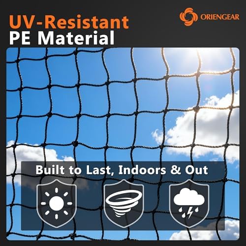 ORIENGEAR Baseball Batting Cage Nets, ONLY NET, 70'L/55'L/35'L/20'L Baseball and Softball Cage Netting, 1.88" #45 Mesh, Professional Fully Enclosed PE Hitting Cage Net with Door, Without Poles — 사진 3