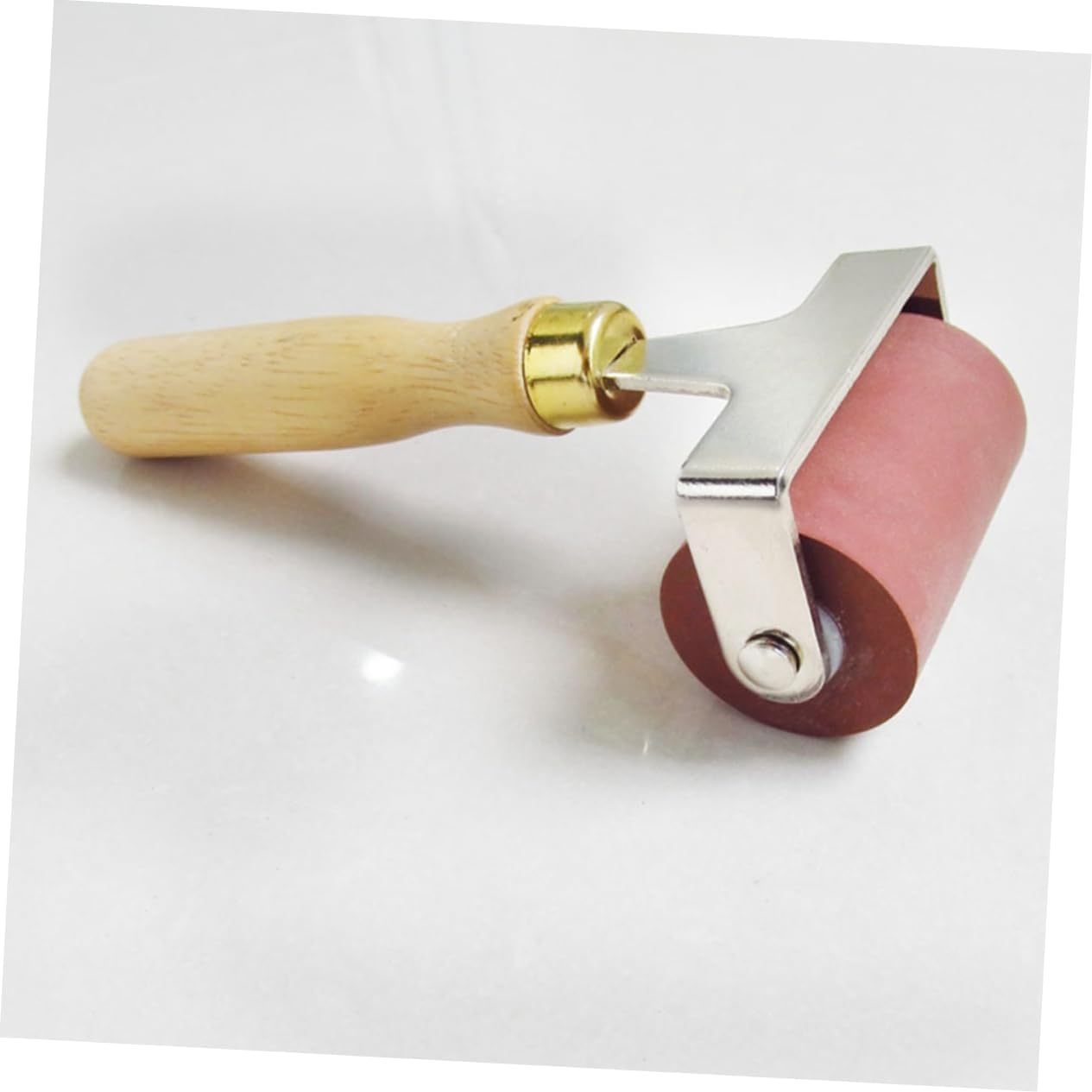 Gadpiparty Rubber Printmaking Roller for Crafting Oil Painting Tool Wood Handle Hard Ink Applicator for Artists and DIY Projects Random Color