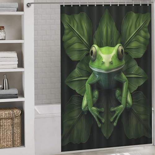 Rideau de douche grenouille imperméable 152x183 cm avec crochets