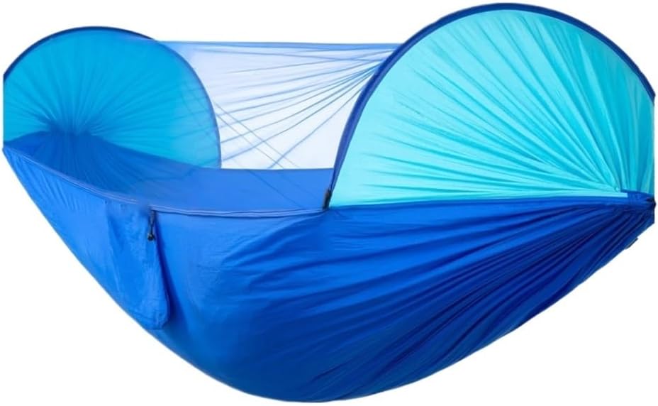 Hammock Double Automatic Quick-Opening Mosquito Net Hammock Camping Outdoor Sunshade Anti-Mosquito Hammock Tent Indoor Swing Hammock Outdoor(Blue)