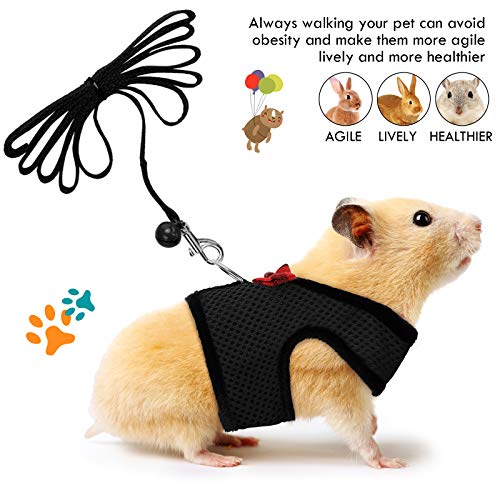 3 Pieces Guinea Pig Harness and Leash Soft Mesh Small Pet Harness with Bowknot Bell, No Pulling Comfort Padded Vest for… - Image 6