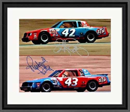 Richard Petty & Kyle Petty autographed 8x10 Photo (Auto Racing Legends) #3 Matted & Framed - Autographed NASCAR Photos