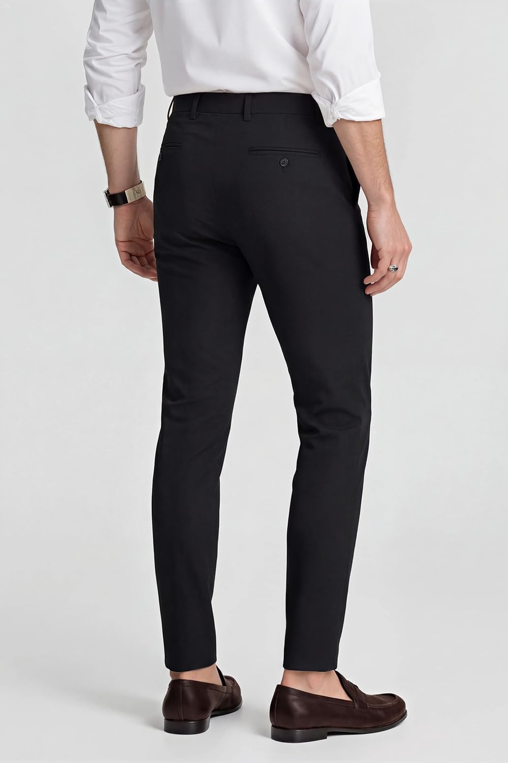 Mens Dress Pants Slim Fit Stretch Fashion Plaid Pant Skinny Leg - Image 4