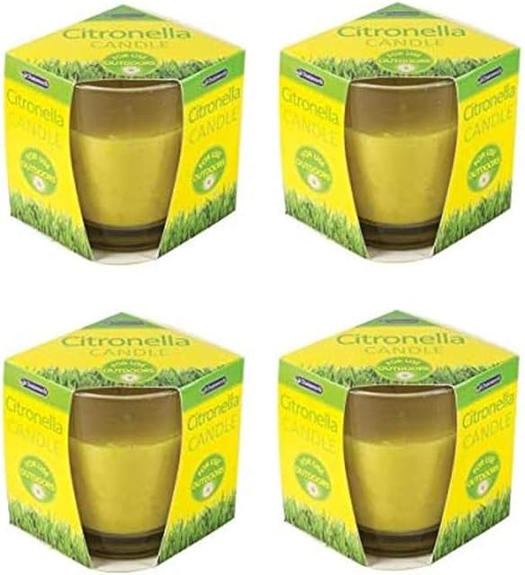4 x Chatsworth Citronella Glass Candle Fragranced for Outdoor garden patio bbq camping