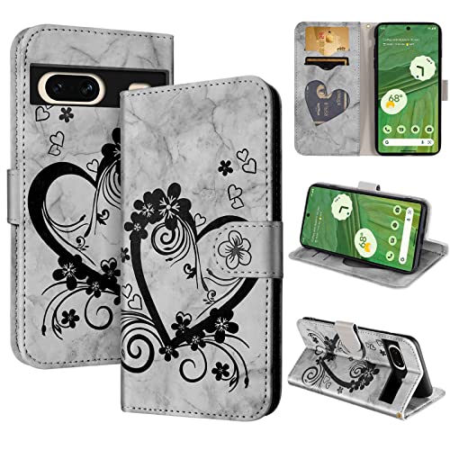 CASAFUNY Handyhülle für Google Pixel 7 Hülle Tasche PU Leder Flip Hülle Brieftasche Kartenfach Klapphülle Handytasche Hülle Schutzhülle für Google Pixel 7 5G, Schwarz