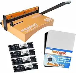 Kit Encadernadora Espiral Color Laranja + 100 Capas e 100 Espirais Marpax
