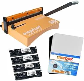 Marpax Kit Encadernadora Espiral Manual A4 Cor Laranja 10 Folhas + 100 Capas e 100 Espirais
