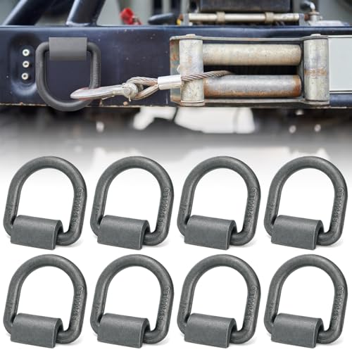 WRINGKIT 8 Pack 1/2 Weld On D Ring 12 000 Lbs Heavy Duty Trailer Tie Down Anchor with Welding Clip Weldable Steel D Rings for Truck Cargo RV ATV Tiedowns
