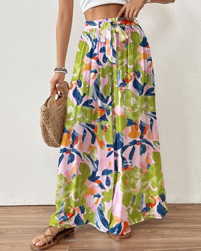 Image of Bsubseach Women Wide Leg Pants Floral Flowy Palazzo Pants