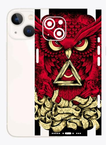 Image of AtOdds - Full Body Back Screen Guard Protector Film - Lamination Wrap Skin Sticker for iPhone 13 mini | Scratchproof Matte Finish (Design - Red Owl)