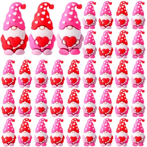 DoubleFill Mother's Day Mini Gnomes Figures Tiny Gnomes Figurines for Gifts Small Gnome to Hide Rubber Gnome Statues for Wedding Party(50 Pcs,3 Colors)