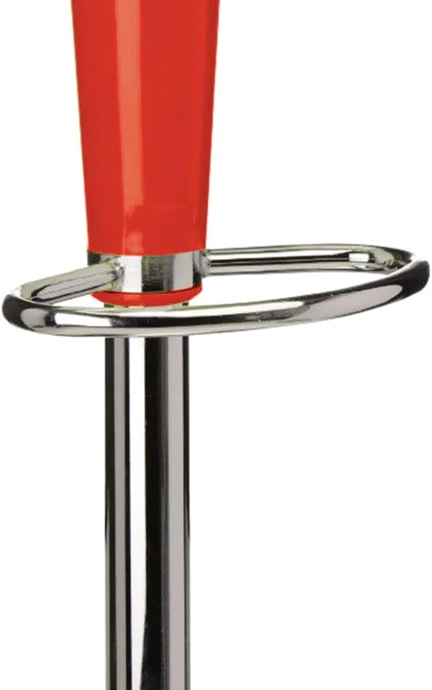 Close-up of the chromed footrest and height adjustment lever