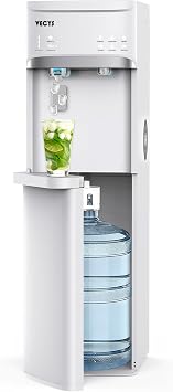 VECYS 4 in1 Water Dispenser with Built-in Ice Maker, Bottom Loading Water Cooler for 3-5 Gallon Bottle, Hot/Cold/Room Water, 22lbs Daily Ice, Self-Cleaning & Child Safety Lock, White