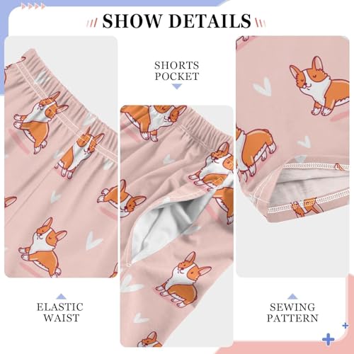 Welsh Corgi Dog Love Boys Long Pants Soft Trousers Elastic Waist Kids Lounge Bottoms with Pockets S-XL4