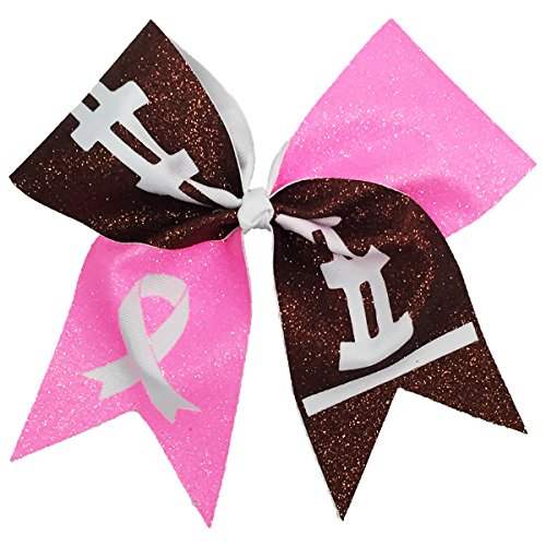 Tackle Breast Cancer Football Glitter Cheer Hair Bow