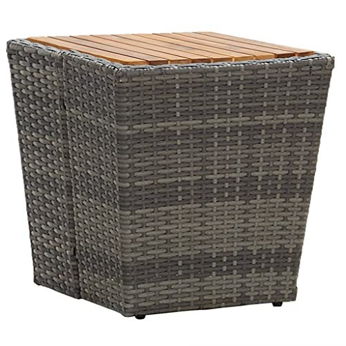 LAPOOH Mesa de Centro, Mesa Baja Salon, Sofas Recepcion, Mesa Salon Centro, Mueble para Recepcion, ratán PE y Acacia Maciza Gris 41,5x41,5x43 cm