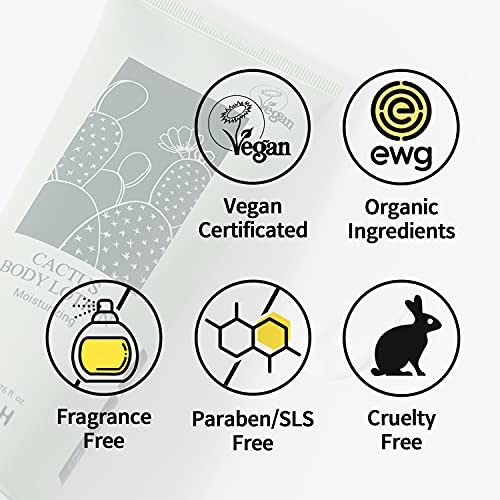 Yadah Cactus Body Lotion 6.76Fl.oz. – 69.58% Of Cactus Instead Of Water, Vegan Paraben Free Non Sticky Moisturizing Emulsion For Dry Sensitive Skin #TOP5