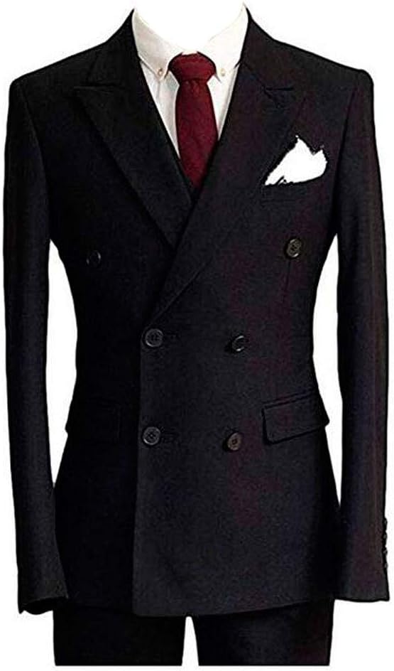 Men's Black Double Breasted Suits 2 Pieces Business Formal Occasion Suits Wedding Suits
