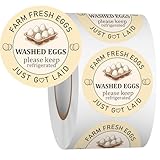 Louise Maelys Farm Fresh Egg Stickers - 2 inch Egg Carton Sticker (500pcs), Fresh Eggs Stickers Label for Chicken Coop, Grocery & Homestead Egg Carton Packaging