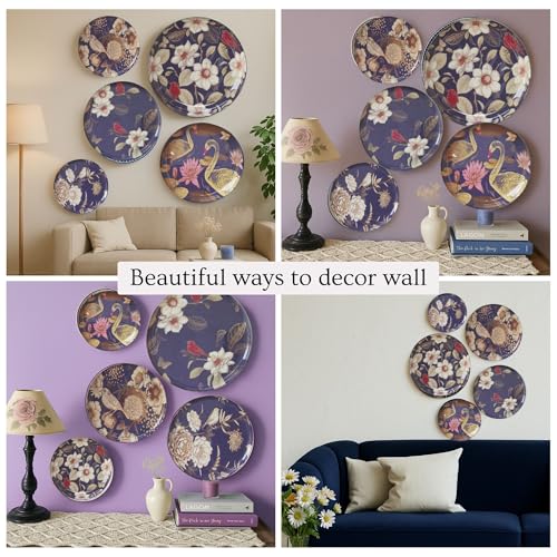 RITUALISTIC Oriental Blooms Wandteller, 5 Stück, Wandkunst, für Heimdekoration, Wohnzimmer, Schlafzimmer, Büro, Café, Restaurant