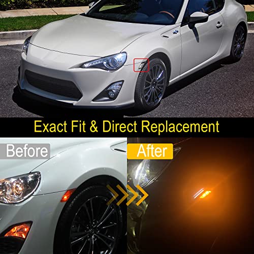 R&F Auto 2PCS White/Amber LED Front Side Marker Lights Replacement for FR-S 86 / GT86 BRZ 2013-2020 Front Wheel-Arch Side Markers Driver Passenger Sides Lamps - Thumbnail 4