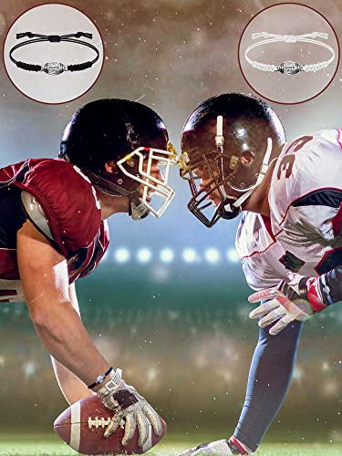 Hicarer 20 Pieces Football Bracelets Adjustable Football Charm Bracelets Football Gifts For Boys Girl Women Men Teens Most Sport Team Players (Black, White) #TOP4
