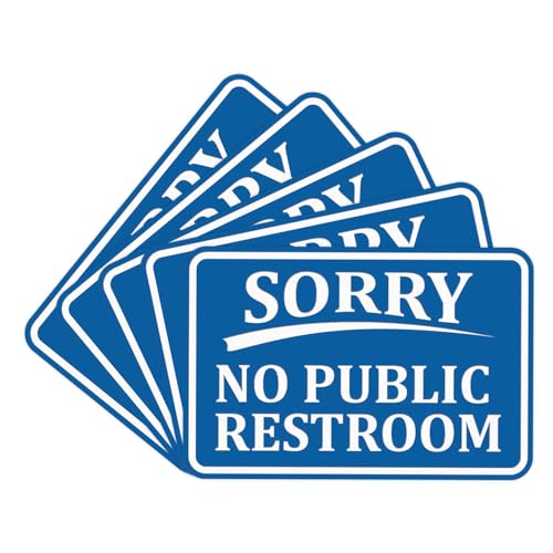All Quality Classic Framed SORRY No Public Restroom Wall Door Sign - Blue (Large) 5 Pack