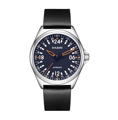 Svalbard TRASER GH55 Automático aço preto couro Pilot 24H relógio homem, cinzento, correia, cinzento, Correia