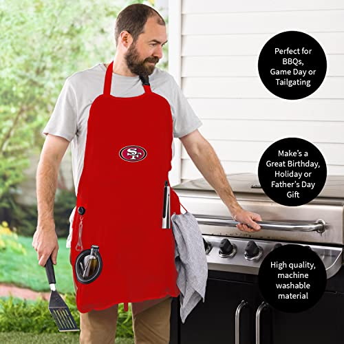 Team Sports America Nfl San Francisco 49Ers Ultimate Grilling Apron | Bottle Opener And Insulated Beverage Holder | Heavy Duty Durable Cotton Canvas 300 Gsm | Machine Washable | Adjustable Straps #TOP4