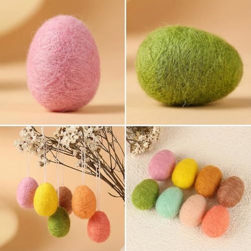 Mailfull 10 Stück Mini Osteranhänger Eier aus Filz 3 * 2cm Kleine Ostereier zum Aufhängen Osterdeko für Osterstrauß Osterbaum Osterzweige Frühlingsdeko Ostern Deko