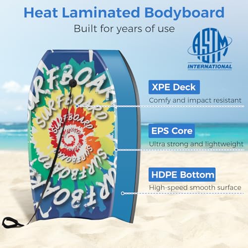 image for Goplus 41''/37''/33'' Lightweight Body Board for Beach, Surf Board wit