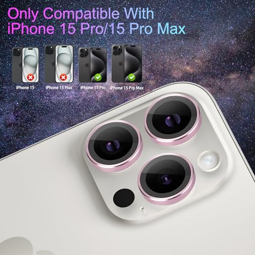 Verre trempé pour objectif iPhone 15 Pro Max avec plateau rose